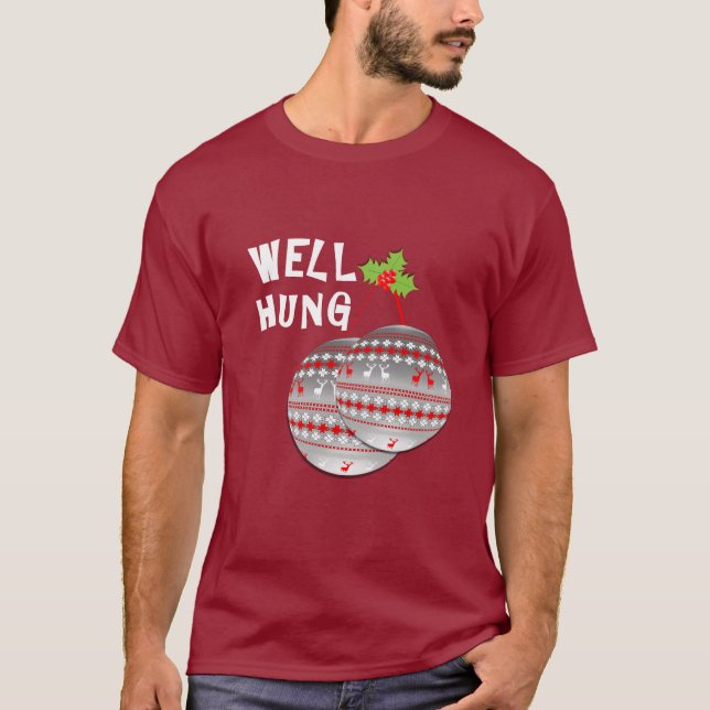 T-shirt Funny bien Hung Balls de Noël Novelty Graphisme (Devant)