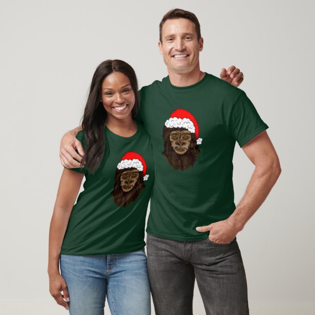 T-shirt Funny Bigfoot Dans L'Humour Sasquatch De Santa Hat (Unisexe)