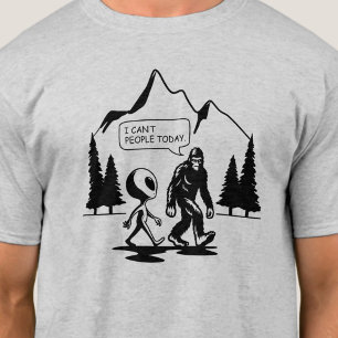 T-shirt Funny Bigfoot et Alien Anti Social Introvert Mens