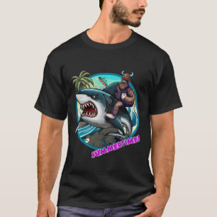 T-shirt Funny Bigfoot Riding a Shark : Hilarious Sasquatch