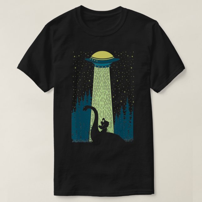 T-shirt Funny Bigfoot Riding Loch Ness Monster Nessie Sasq (Design devant)