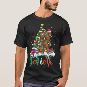 T-shirt Funny Bigfoot sapin de Noël Lumières Noël Sasquatc