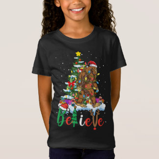 T-Shirt Funny Bigfoot sapin de Noël Lumières Noël Sasquatc