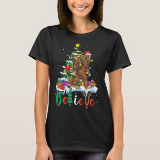 T-shirt Funny Bigfoot sapin de Noël Lumières Noël Sasquatc