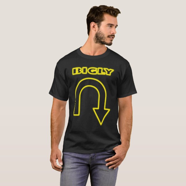 T-shirt FUNNY BIGLY SHIRT MANHOOD FIDE ego NEON JAUNE (Devant entier)
