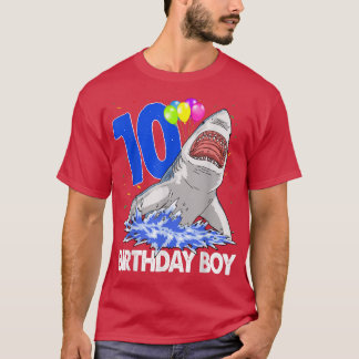 T-shirt Funny Birthday Boy 10 femmes requins Célébration G