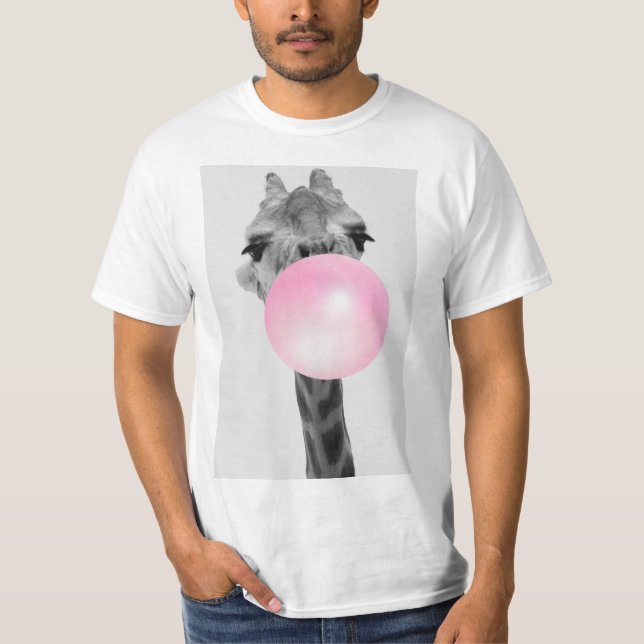 T-shirt Funny Black and White Giraffe avec Bubble Gum (Devant)