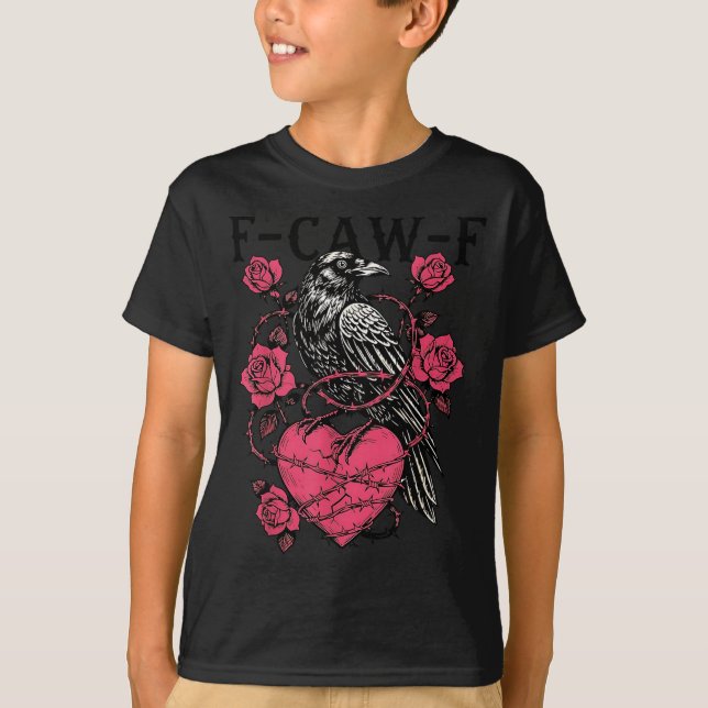 T-shirt Funny Black Bird F-caw-f Anti Valentines Day Singl (Devant)