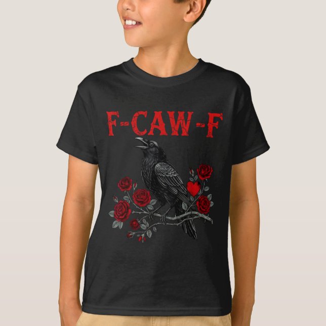 T-shirt Funny Black Bird F-caw-f Anti Valentines Day Singl (Devant)