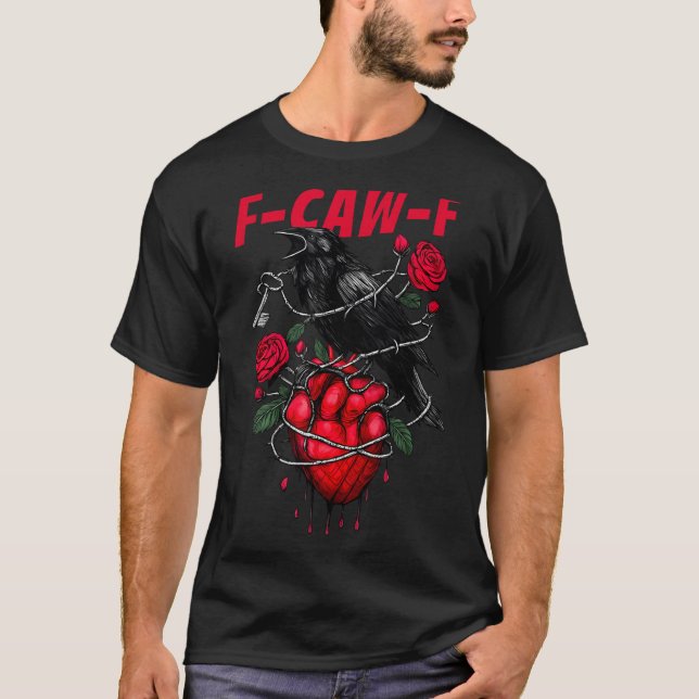 T-shirt Funny Black Bird F-caw-f Anti Valentines Day Singl (Devant)