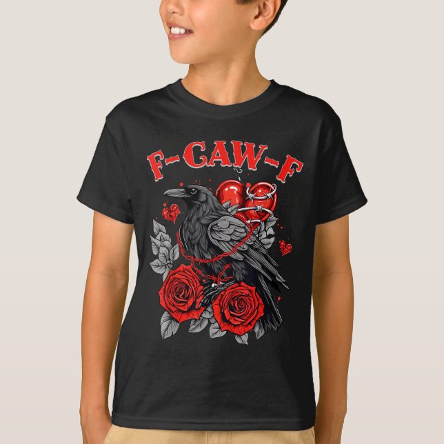 T-shirt Funny Black Bird F-caw-f Anti Valentines Day Singl (Devant)