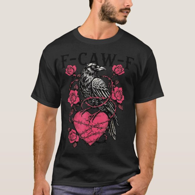 T-shirt Funny Black Bird F-caw-f Anti Valentines Day Singl (Devant)
