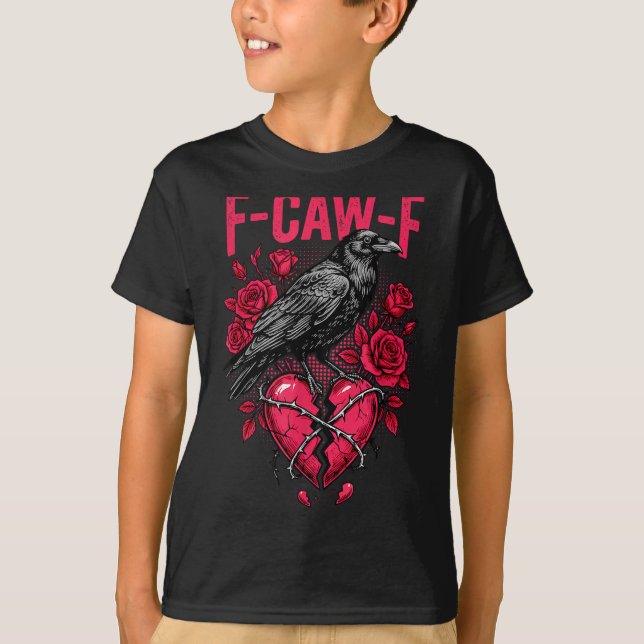 T-shirt Funny Black Bird F-caw-f Anti Valentines Day Singl (Devant)