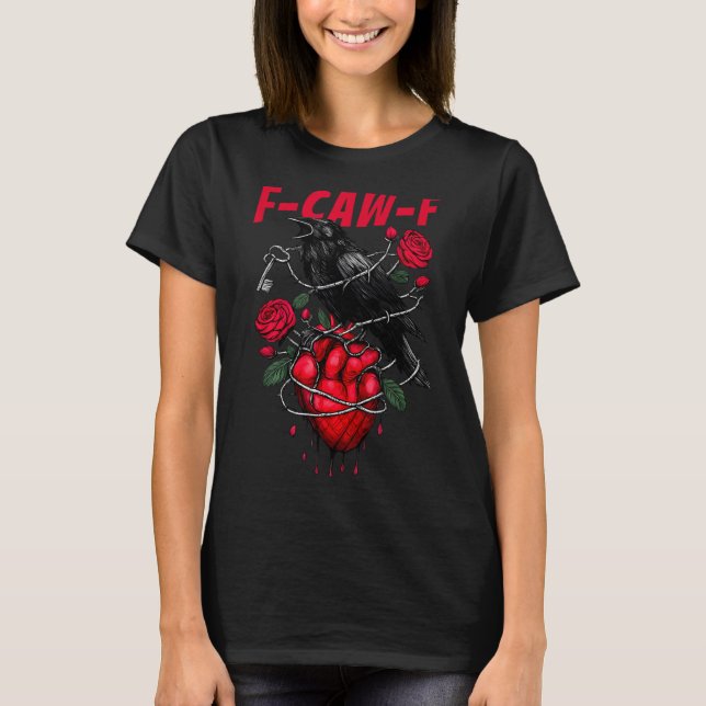 T-shirt Funny Black Bird F-caw-f Anti Valentines Day Singl (Devant)
