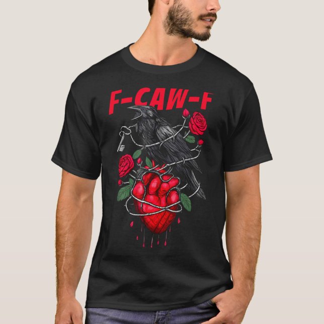 T-shirt Funny Black Bird F-caw-f Anti Valentines Day Singl (Devant)