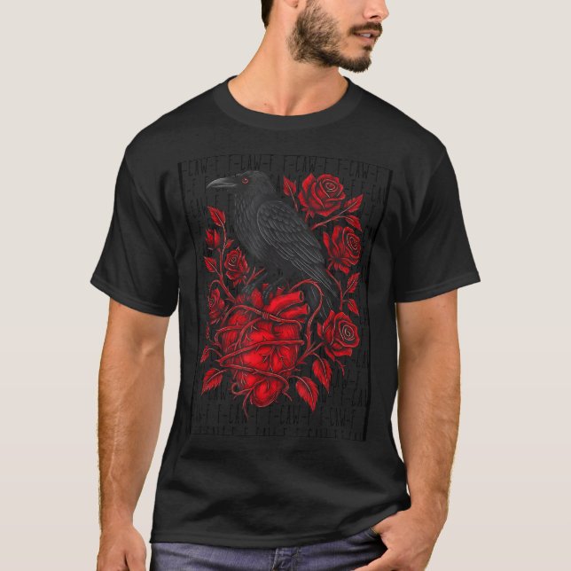 T-shirt Funny Black Bird F-caw-f Anti Valentines Day Singl (Devant)