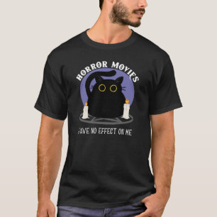 T-shirt Funny Black Cat aime le film d'horreur