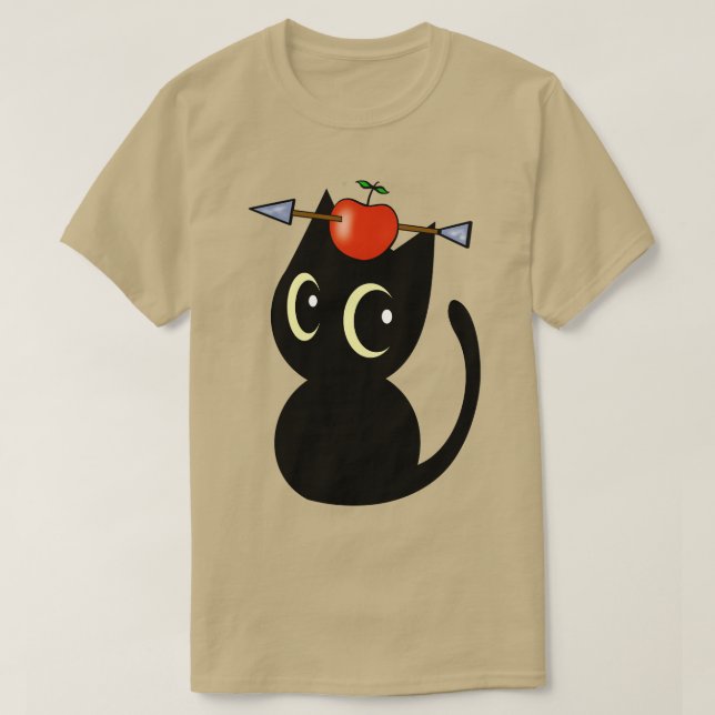 T-shirt Funny Black Cat Joue William Tell Avec Un Ap (Design devant)