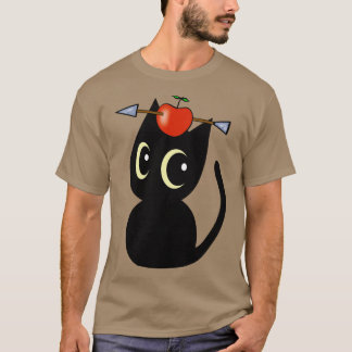 T-shirt Funny Black Cat Joue William Tell Avec Un Ap