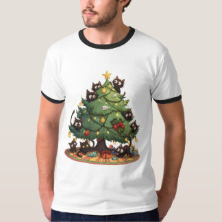 T-shirt Funny Black Cats Christmas Tree Chaos Cute Holiday