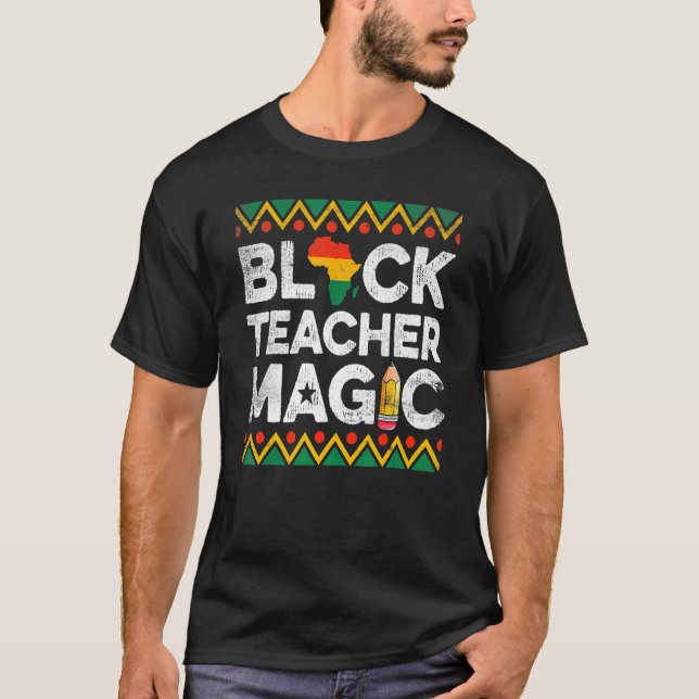 T-shirt Funny Black Enseignant Magique Enseignement Noir H (Devant)