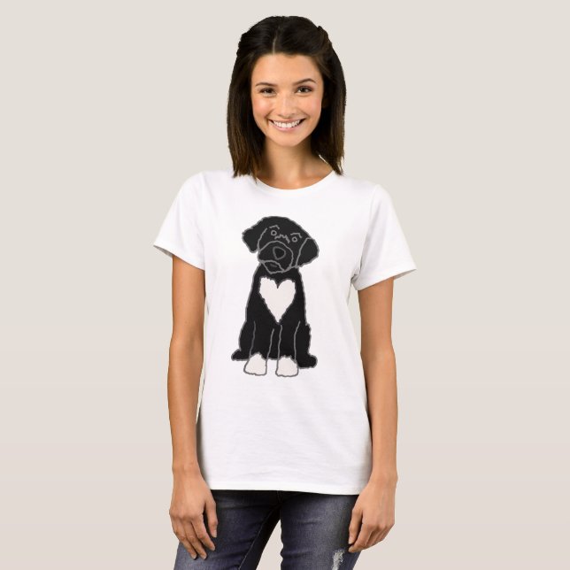 T-shirt Funny Black Portugais Water Dog (Devant entier)