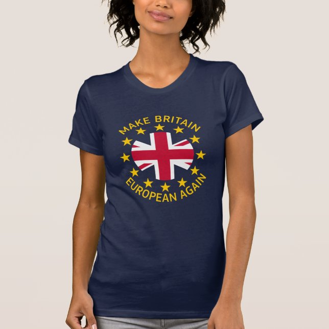 T-shirt Funny Bleu Jaune Rouge Européenne Union Jack Pun (Devant)