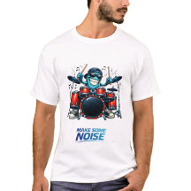 Funny Blue Drummer Character Music Illustration