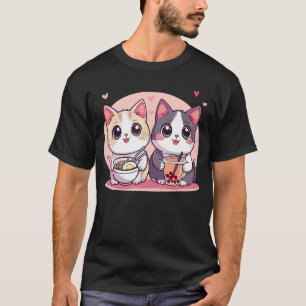 T-shirt Funny Boba Ramen Chats Kawaii Anime Japon mignonne