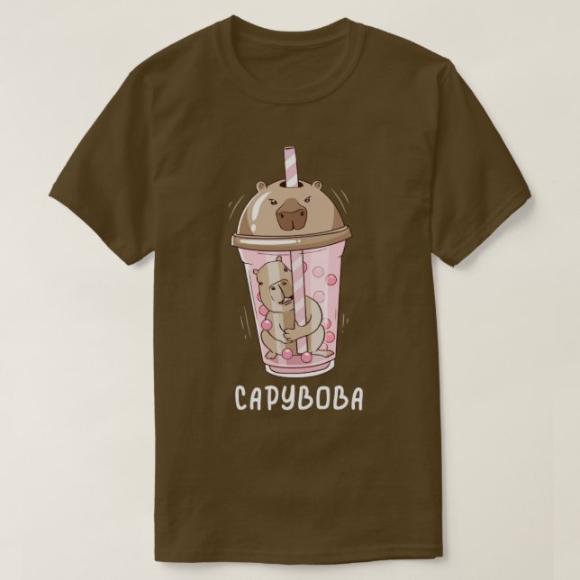 T-shirt Funny Boba Tea Capybara Bubble Milk Tea Kawaii (Design devant)