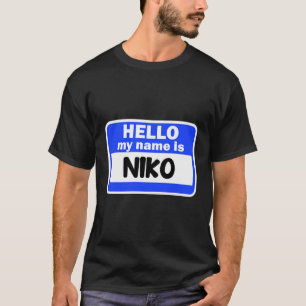 T-shirt Funny Bonjour Mon Nom Est Niko On Nametag Introduc