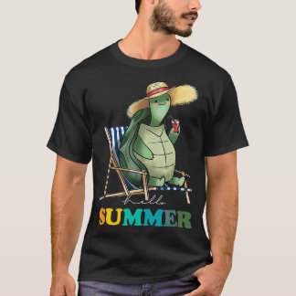 T-shirt Funny Bonjour Tortue d'été Plage d'été 