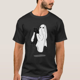 T-shirt Funny Boo Ghost Holding Black Cat Halloween Éffray