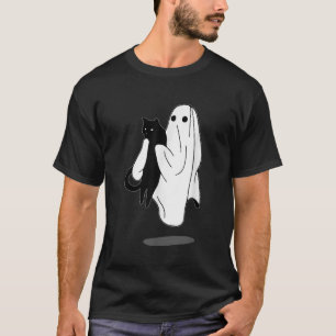 T-shirt Funny Boo Ghost Holding Black Cat Halloween Éffray
