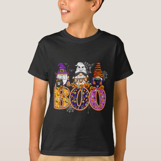 T-shirt Funny Boo Witch Sipders Pumpkins Happy Halloween G (Devant)
