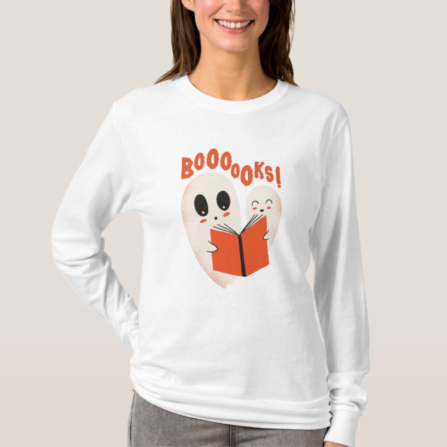T-shirt Funny Bookworm Ghost Halloween Costume Booooks (Devant)