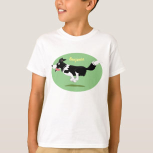 T-shirt Funny Border Collie chien en course dessin animé
