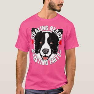 T-shirt Funny Bordure Collie Voler Coeurs Pâtes De Brûler