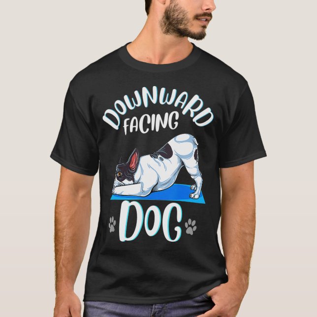 T-shirt Funny Boston Terrier Yoga Poses for Downward Facin (Devant)