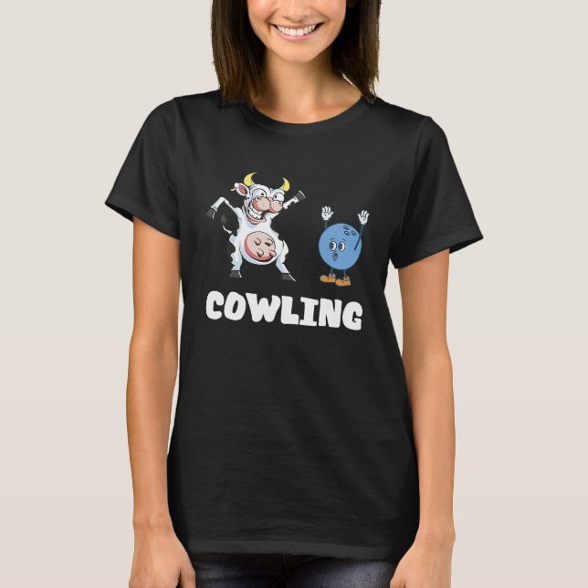 T-shirt Funny Bowling Cow Bowling Ball Bowler Strike Bowli (Devant)