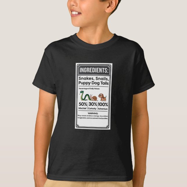 T-shirt Funny Boy Ingredient Étiquette Simple Halloween (Devant)