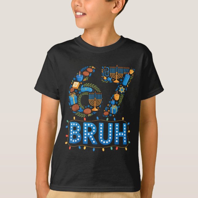 T-shirt Funny Bruh 67 Six Seven Meme Hanukkah Lights Jewis (Devant)