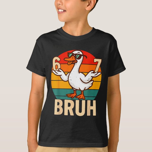 T-shirt Funny Bruh Retro Duck 6 7 Meme Kids Teen Boys  (Devant)