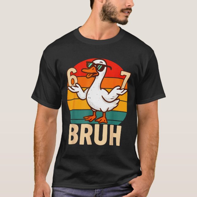 T-shirt Funny Bruh Retro Duck 6 7 Meme Kids Teen Boys  (Devant)