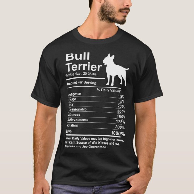 T-shirt Funny Bull Terrier Faits nutrition Cadeau Bull mam (Devant)