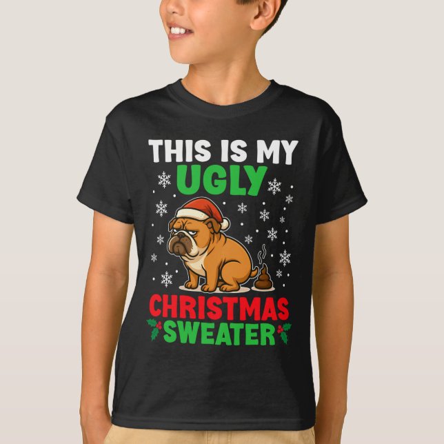 T-shirt Funny Bulldog Ugly Christmas Sweater Hilarious Dog (Devant)