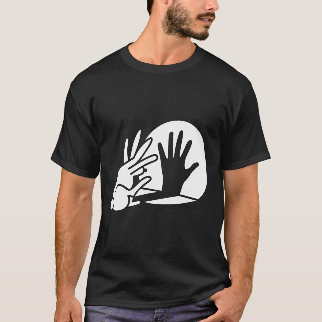 T-shirt Funny Bunny Hand Shadow Puppet Humour lapin (Devant)