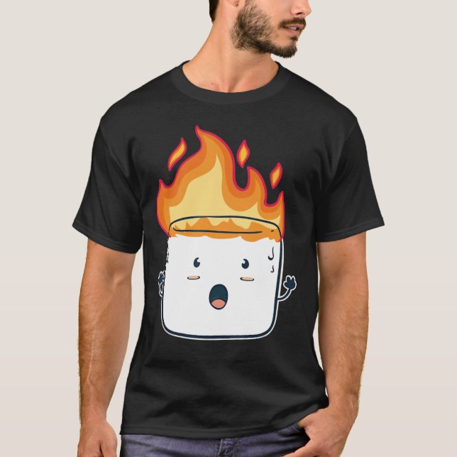 T-shirt Funny Burning Marshmallow Cadeau de camping pour C (Devant)