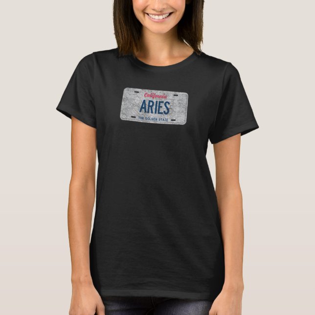 T-shirt Funny Ca State Vanity License Plate Aries (Devant)