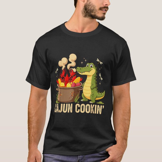 T-shirt Funny Cajun Louisiana Boil Alligator Crawfish Mard (Devant)